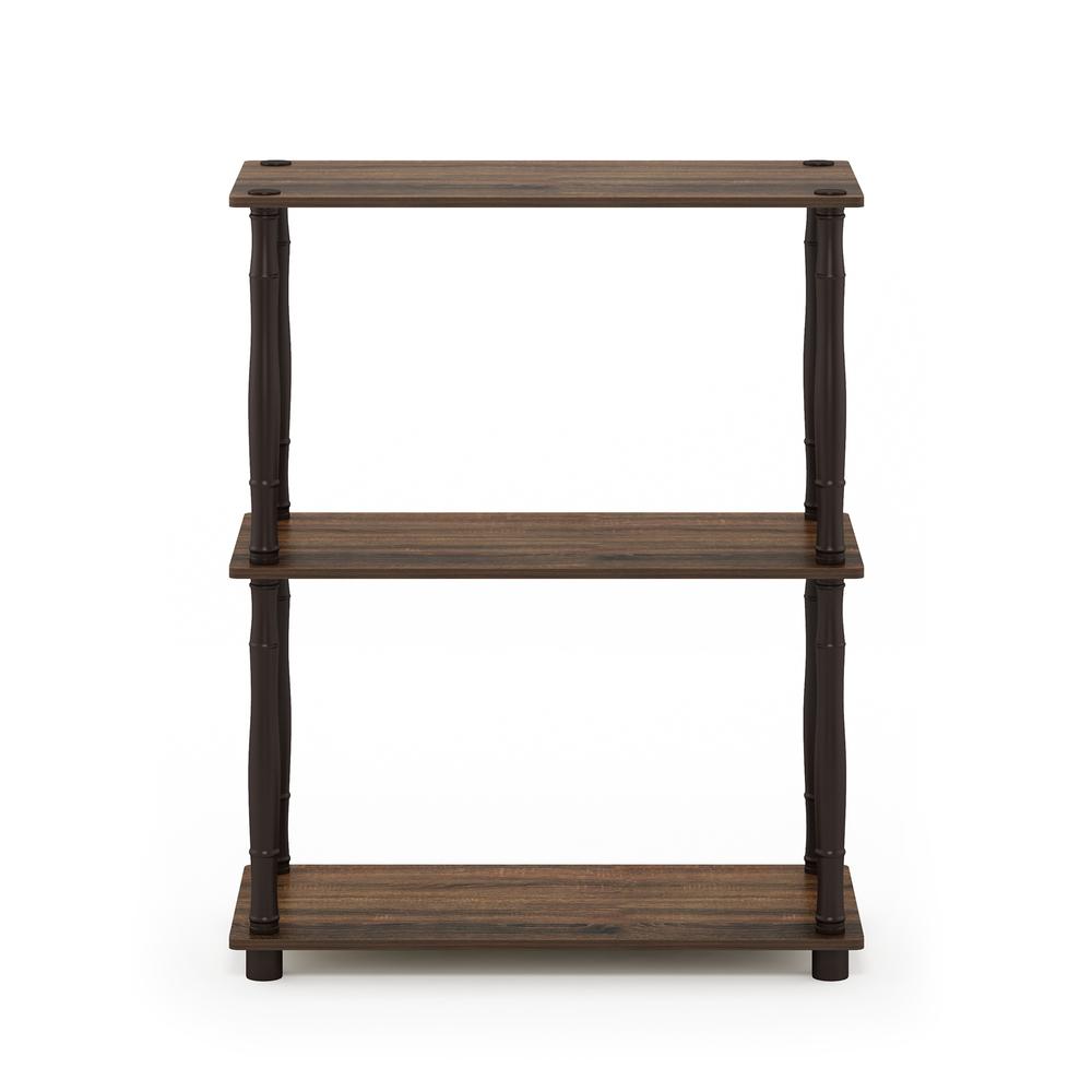 Furinno Turn-N-Tube 3-Tier Compact Multipurpose Shelf Display Rack with Classic Tube, Walnut/Brown. Picture 3