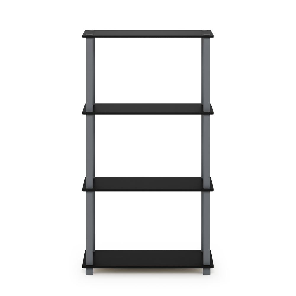 Furinno Turn-S-Tube 4-Tier Multipurpose Shelf Display Rack with Square Tube, Black/Grey. Picture 3