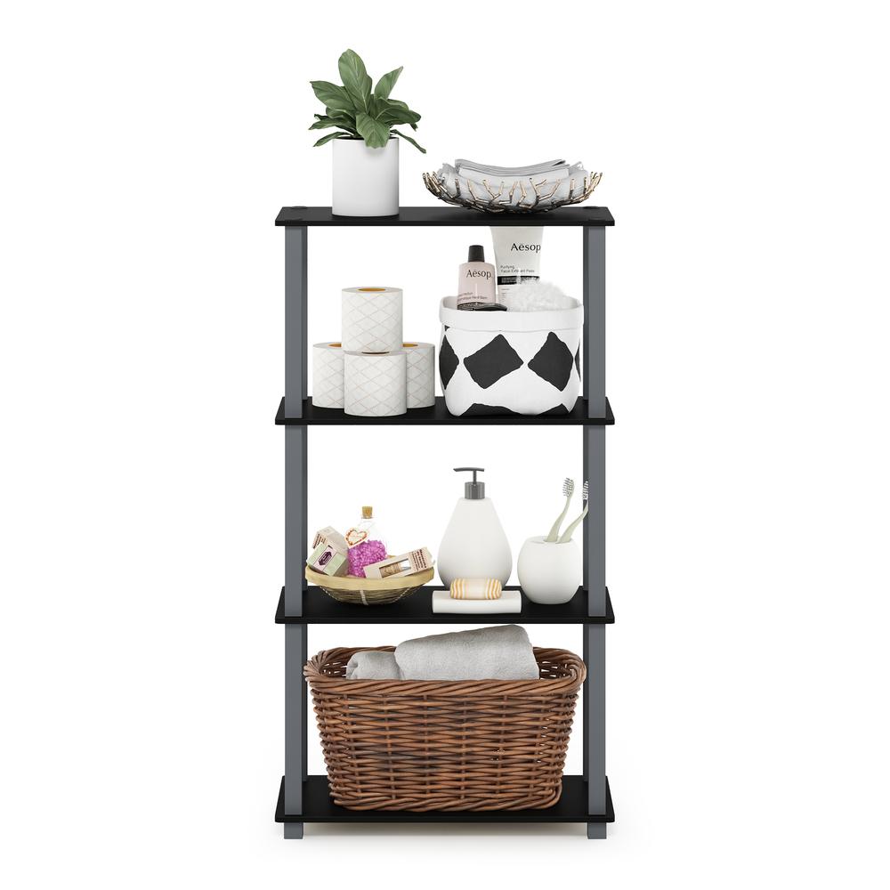 Furinno Turn-S-Tube 4-Tier Multipurpose Shelf Display Rack with Square Tube, Black/Grey. Picture 5