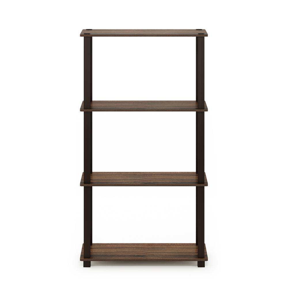 Furinno Turn-S-Tube 4-Tier Multipurpose Shelf Display Rack with Square Tube, Walnut/Brown. Picture 1