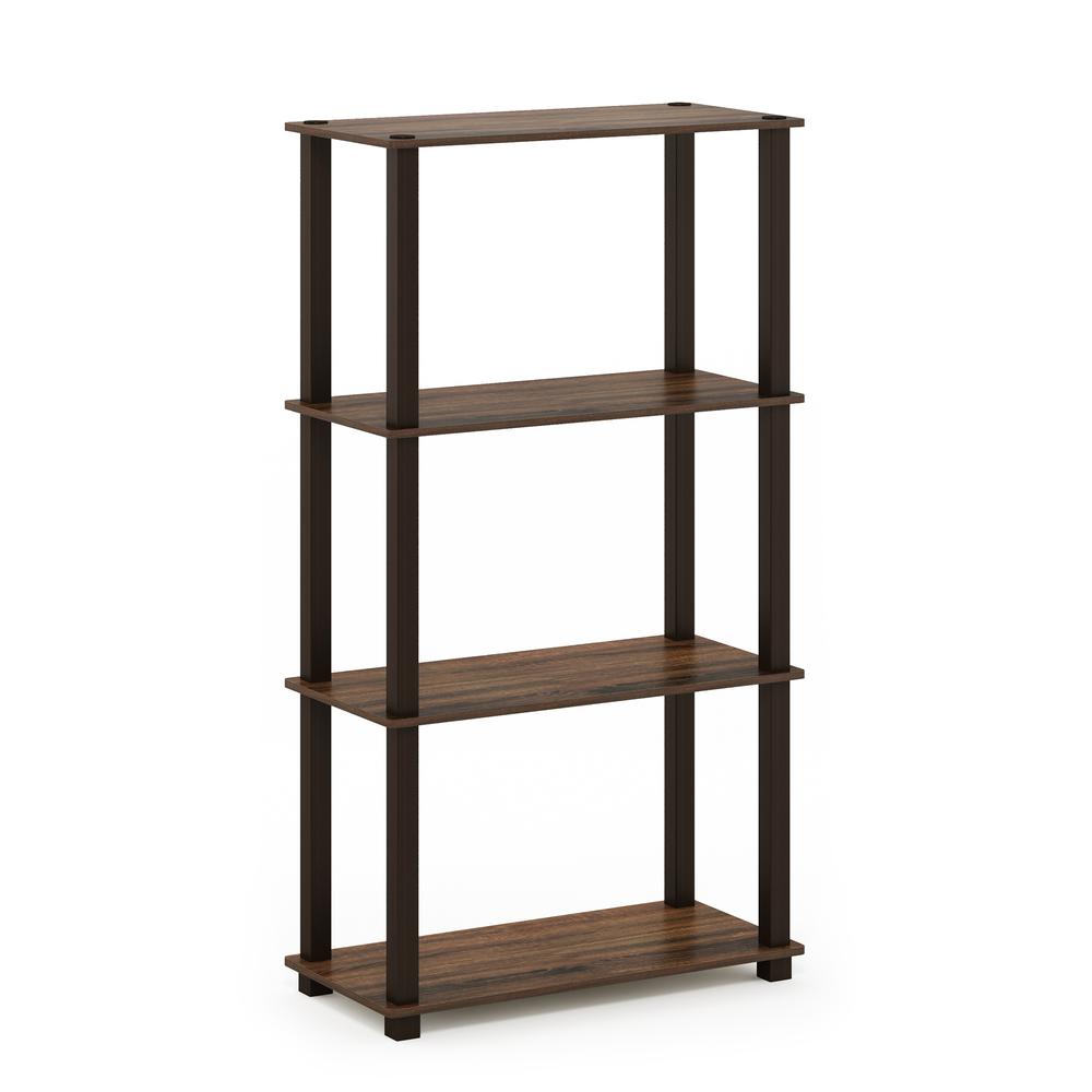 Furinno Turn-S-Tube 4-Tier Multipurpose Shelf Display Rack with Square Tube, Walnut/Brown. Picture 3