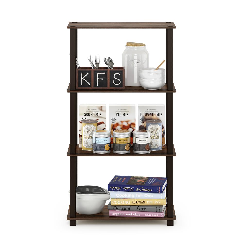 Furinno Turn-S-Tube 4-Tier Multipurpose Shelf Display Rack with Square Tube, Walnut/Brown. Picture 5