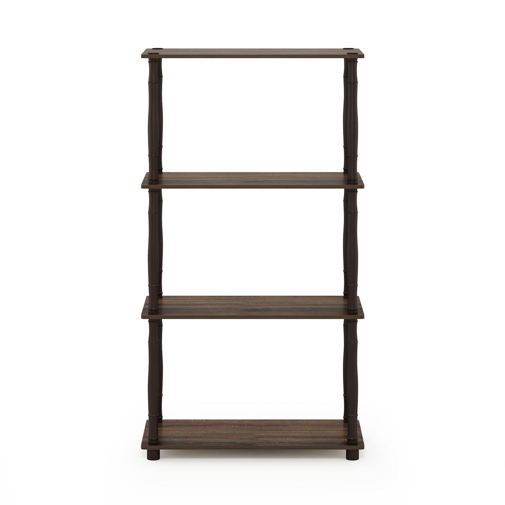 Furinno Turn-N-Tube 4-Tier Multipurpose Shelf Display Rack with Classic Tubes, Walnut/Brown. Picture 3