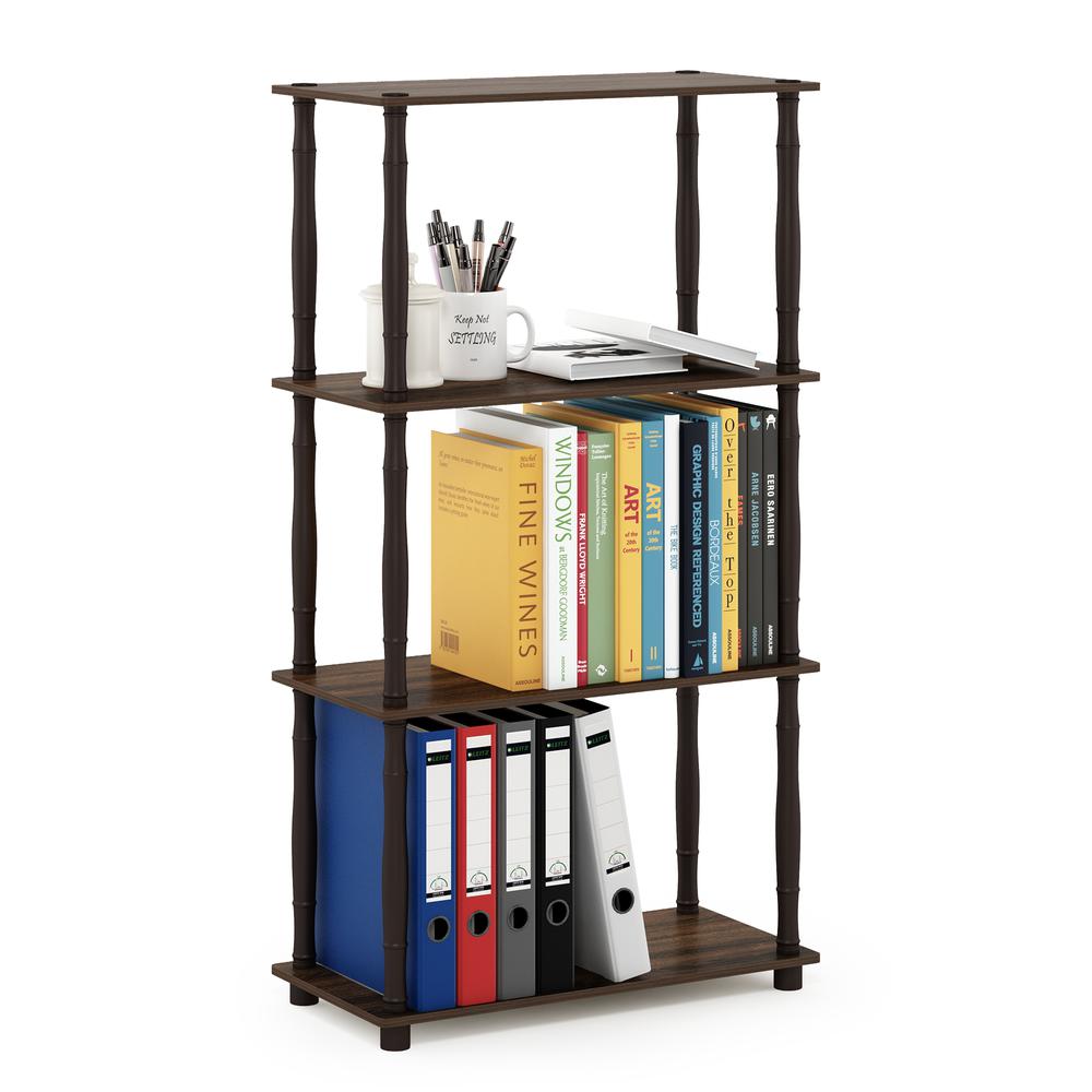 Furinno Turn-N-Tube 4-Tier Multipurpose Shelf Display Rack with Classic Tubes, Walnut/Brown. Picture 4
