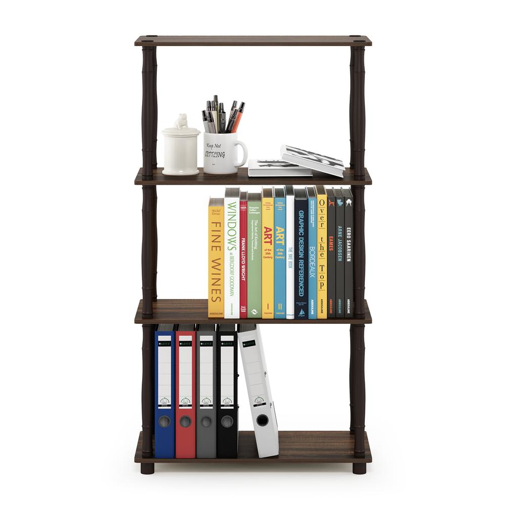 Furinno Turn-N-Tube 4-Tier Multipurpose Shelf Display Rack with Classic Tubes, Walnut/Brown. Picture 5