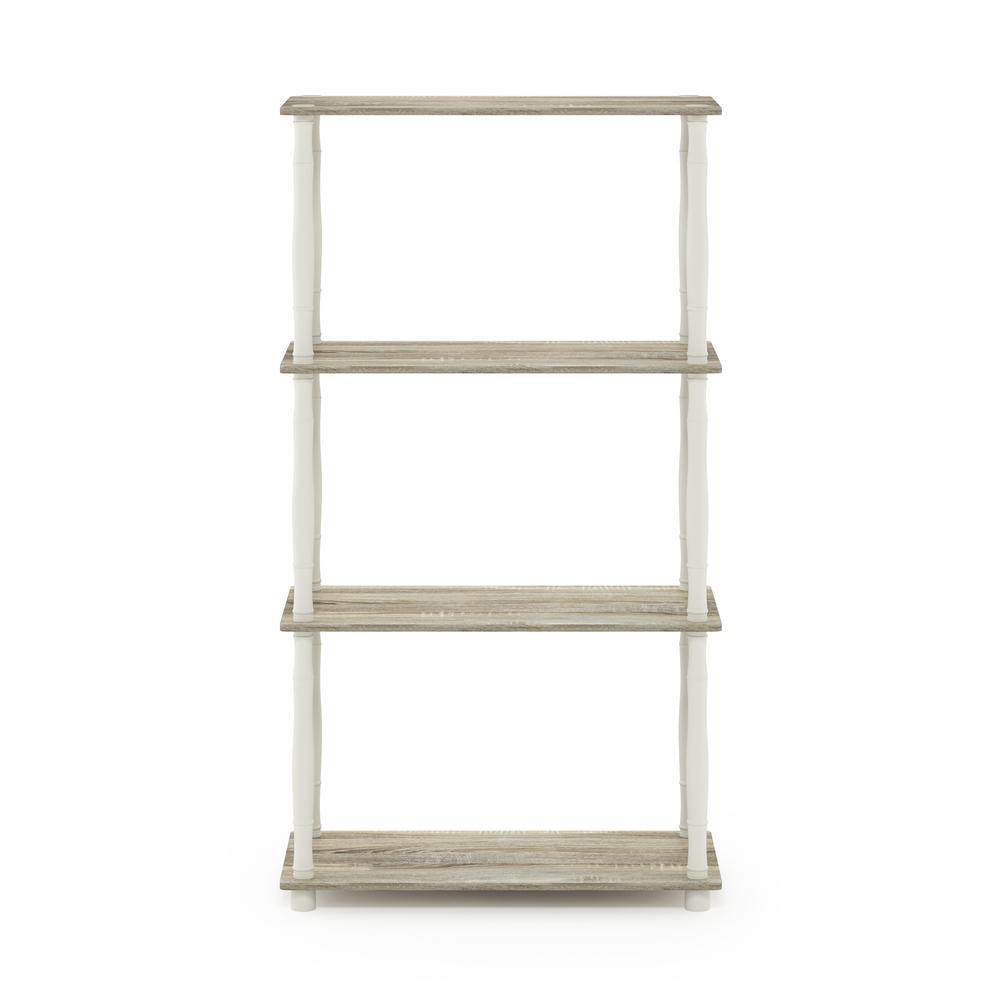 Furinno Turn-N-Tube 4-Tier Multipurpose Shelf Display Rack with Classic Tubes, Sonoma Oak/White. Picture 3