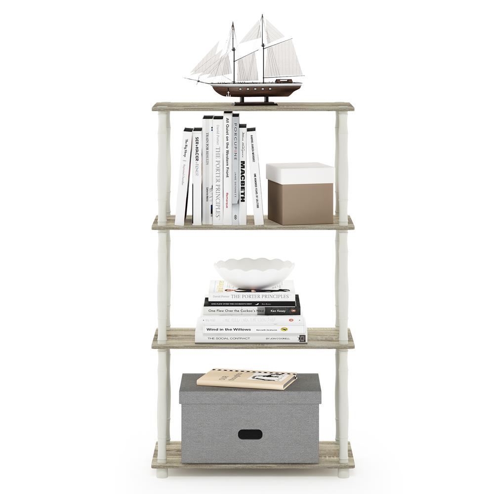Furinno Turn-N-Tube 4-Tier Multipurpose Shelf Display Rack with Classic Tubes, Sonoma Oak/White. Picture 5