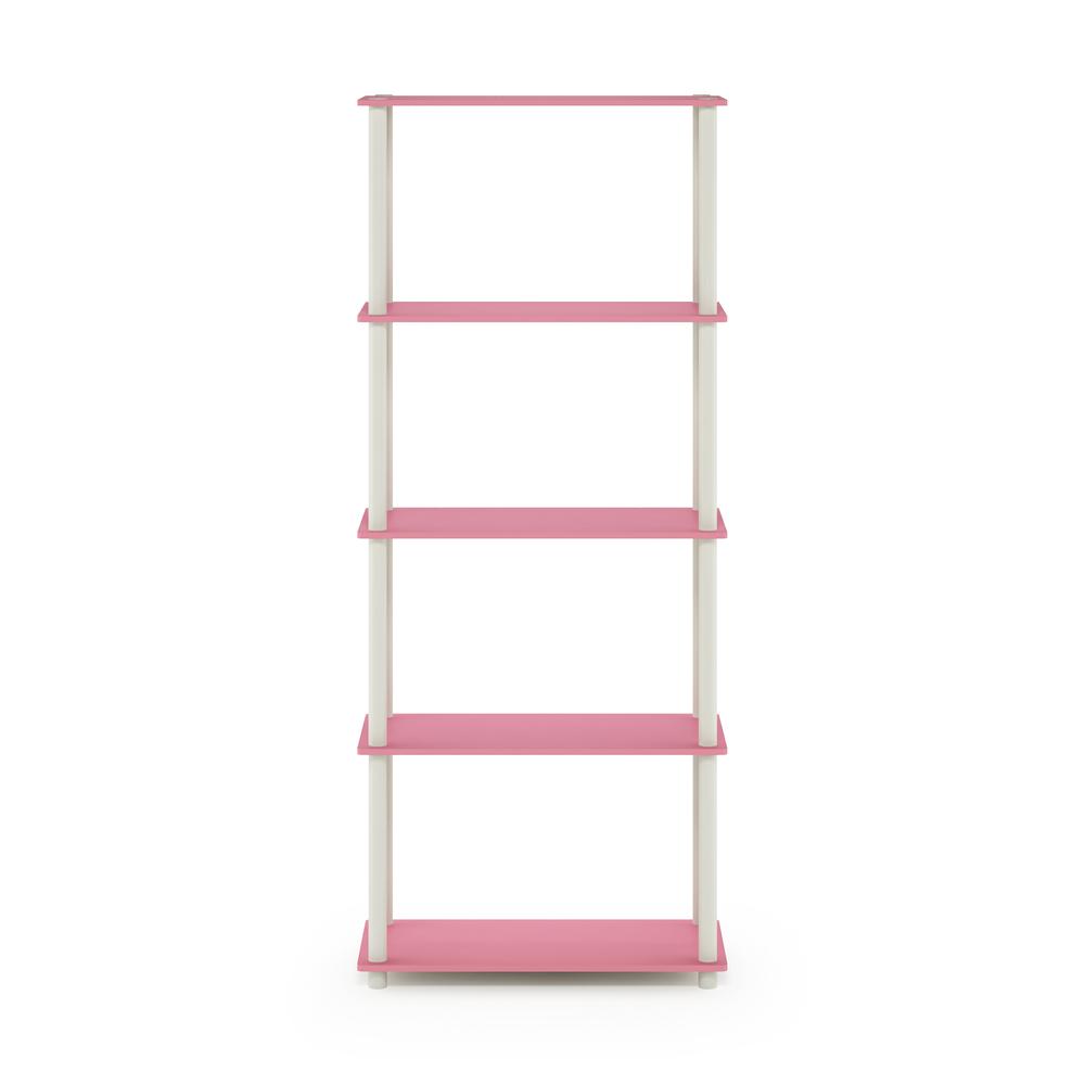 Furinno Turn-N-Tube 5-Tier Multipurpose Shelf Display Rack, Pink/White. Picture 3