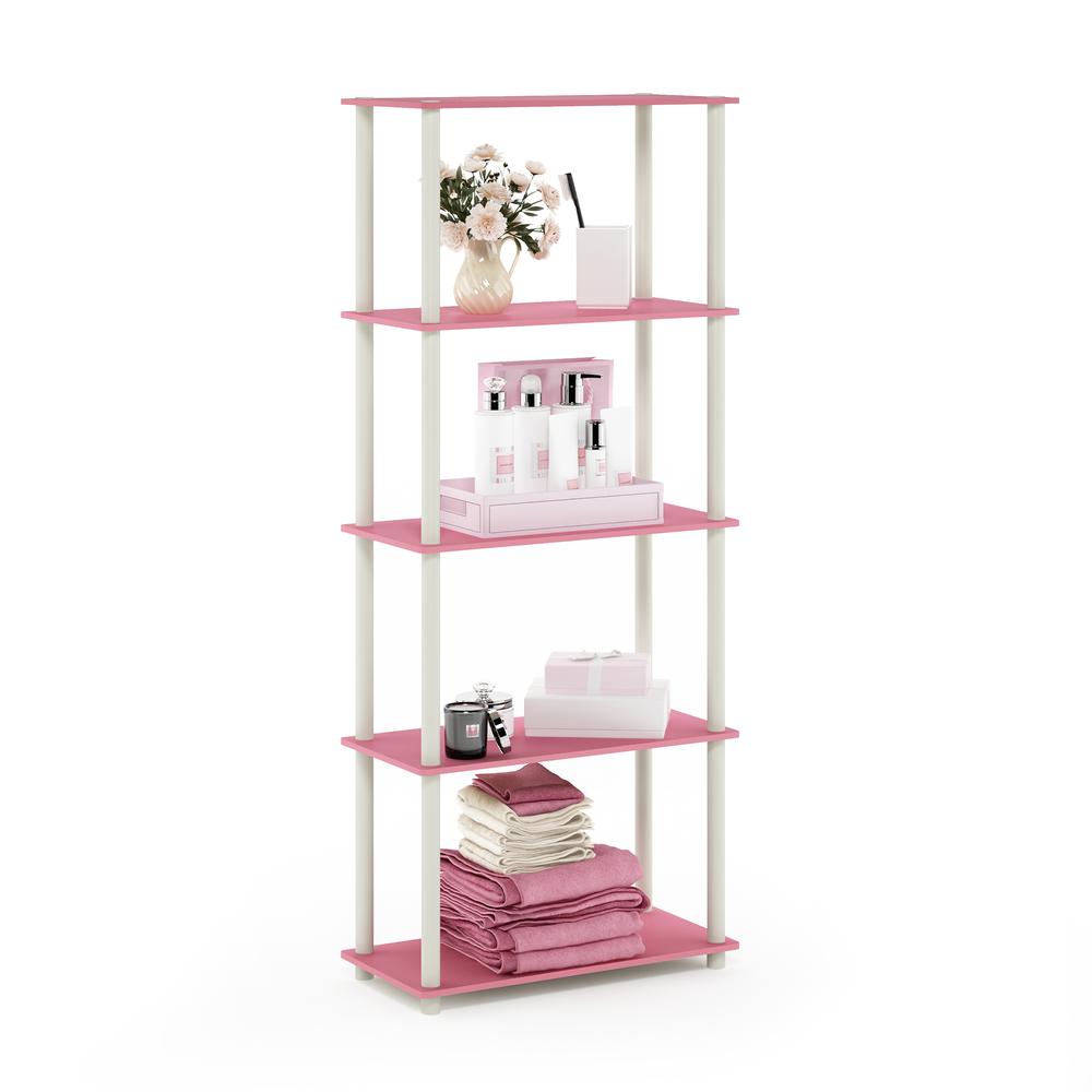 Furinno Turn-N-Tube 5-Tier Multipurpose Shelf Display Rack, Pink/White. Picture 4