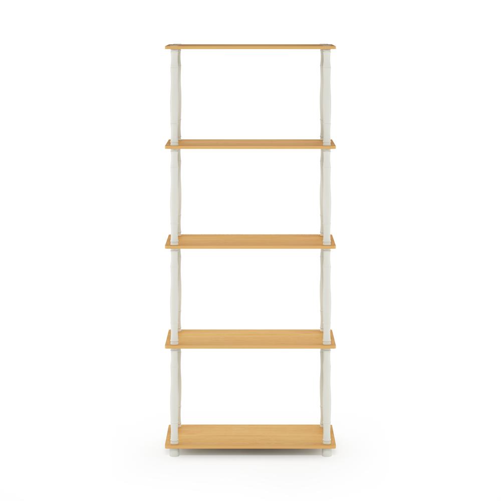 Furinno Turn-N-Tube 5-Tier Multipurpose Shelf Display Rack with Classic Tubes, Beech/White. Picture 3