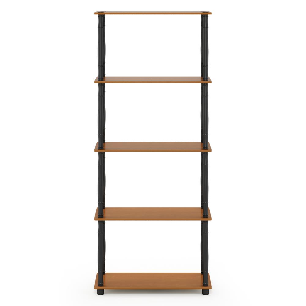 Furinno Turn-N-Tube 5-Tier Multipurpose Shelf Display Rack with Classic Tubes, Light Cherry/Black. Picture 3