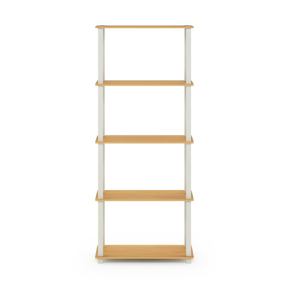 Furinno Turn-S-Tube 5-Tier Multipurpose Shelf Display Rack with Square Tubes, Beech/White. Picture 3