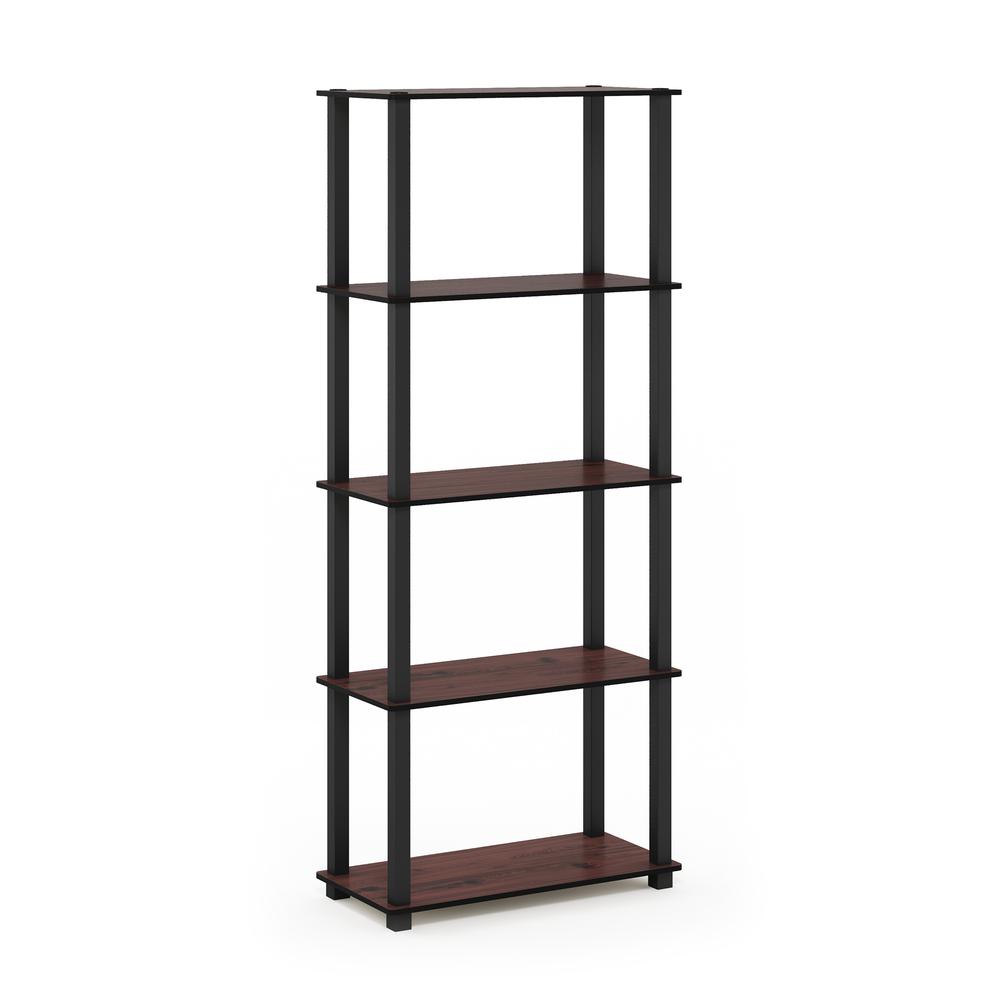 Furinno Turn-S-Tube 5-Tier Multipurpose Shelf Display Rack with Square Tubes, Dark Cherry/Black. Picture 1