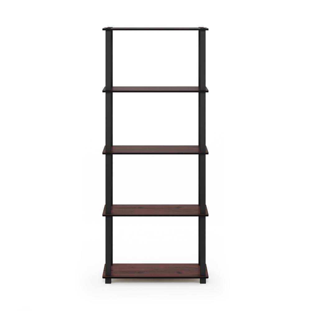 Furinno Turn-S-Tube 5-Tier Multipurpose Shelf Display Rack with Square Tubes, Dark Cherry/Black. Picture 3