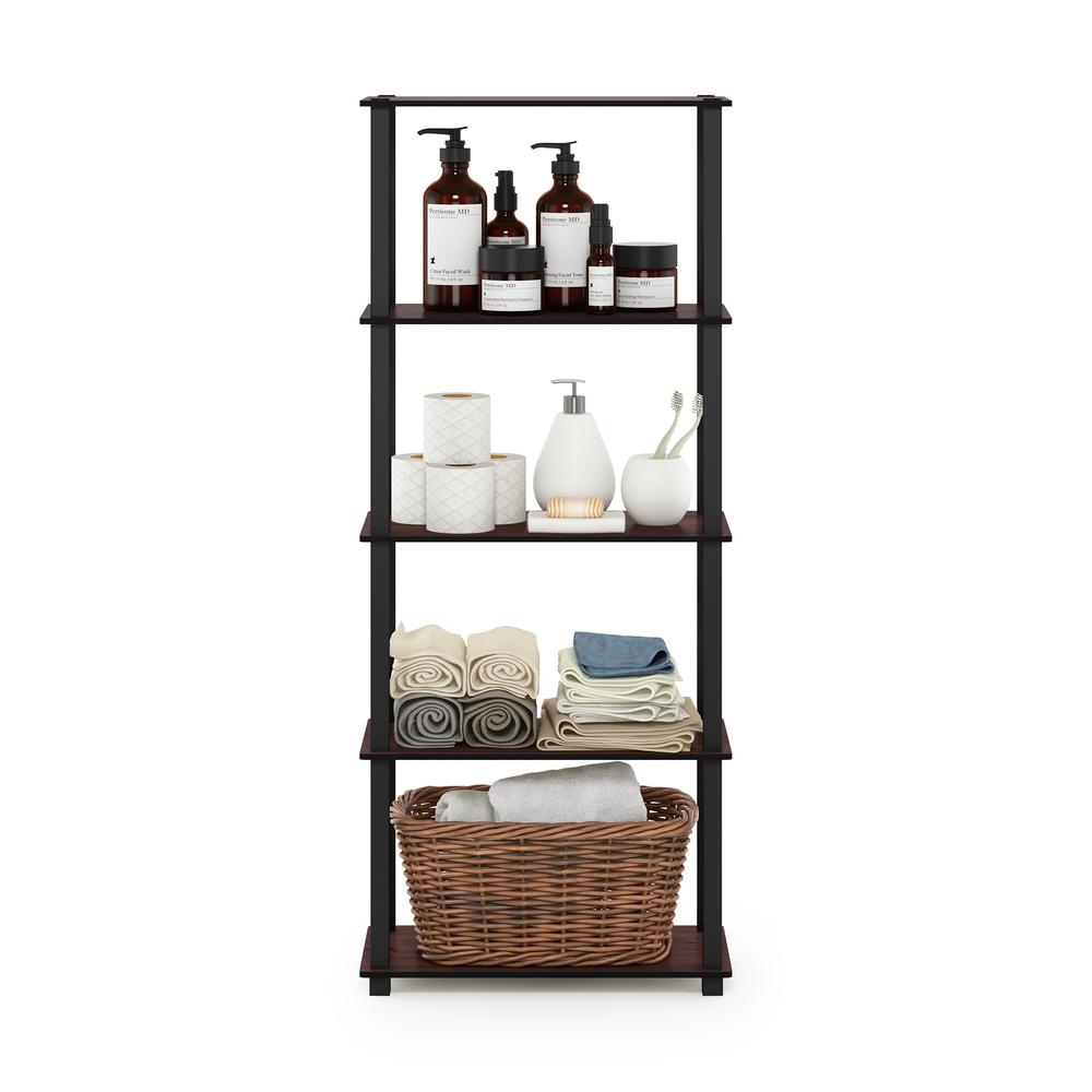 Furinno Turn-S-Tube 5-Tier Multipurpose Shelf Display Rack with Square Tubes, Dark Cherry/Black. Picture 5