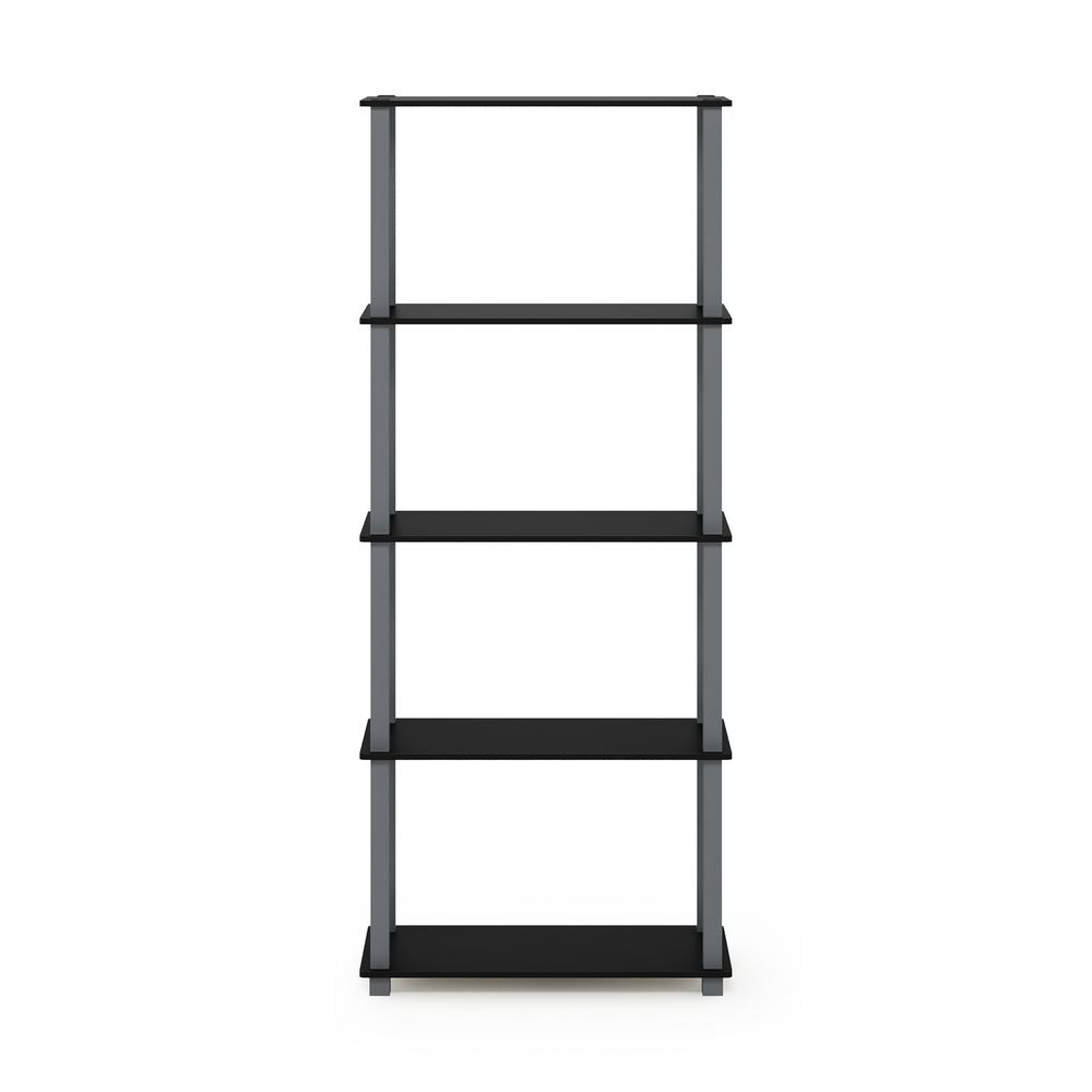 Furinno Turn-S-Tube 5-Tier Multipurpose Shelf Display Rack with Square Tubes, Black/Grey. Picture 3