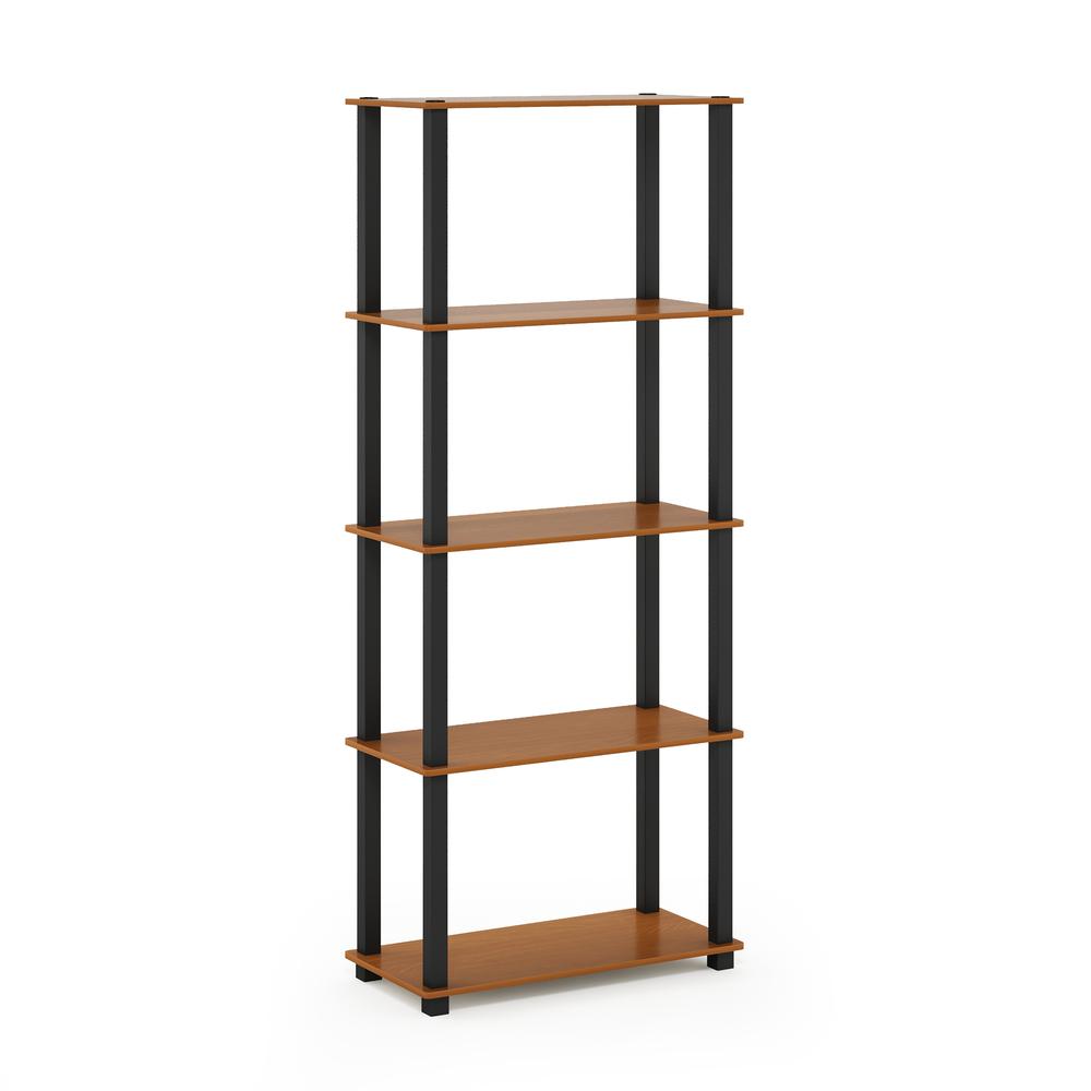 Furinno Turn-S-Tube 5-Tier Multipurpose Shelf Display Rack with Square Tubes, Light Cherry/Black. Picture 1