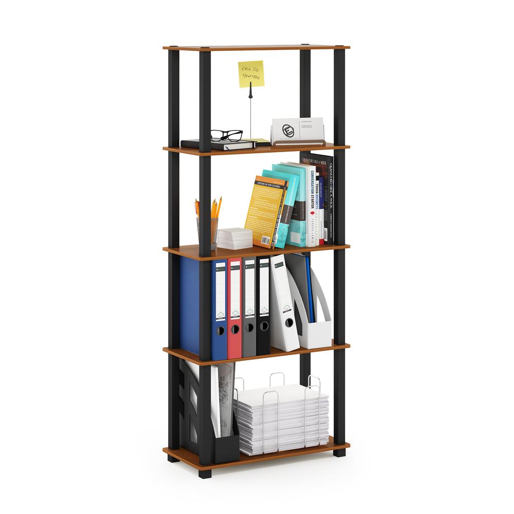 Furinno Turn-S-Tube 5-Tier Multipurpose Shelf Display Rack with Square Tubes, Light Cherry/Black. Picture 4