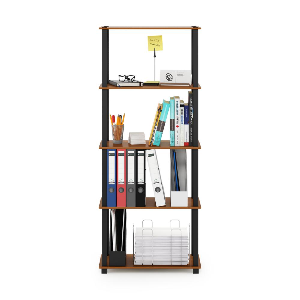 Furinno Turn-S-Tube 5-Tier Multipurpose Shelf Display Rack with Square Tubes, Light Cherry/Black. Picture 5