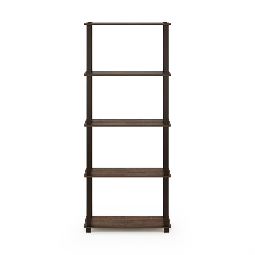 Furinno Turn-S-Tube 5-Tier Multipurpose Shelf Display Rack with Square Tubes, Walnut/Brown. Picture 3