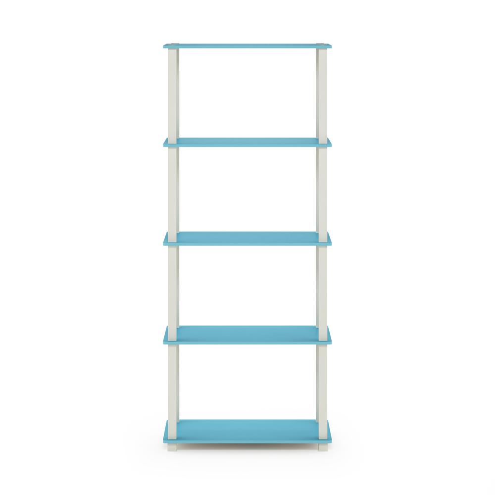 Furinno Turn-S-Tube 5-Tier Multipurpose Shelf Display Rack with Square Tubes, Light Blue/White. Picture 3