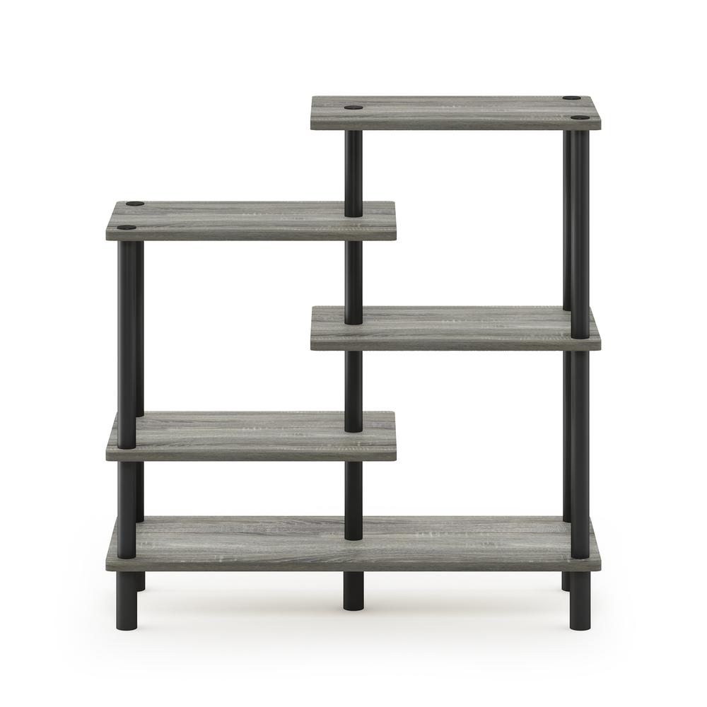 Furinno Turn-N-Tube 5-Tier Accent Display Rack, French Oak Grey/Black. Picture 3