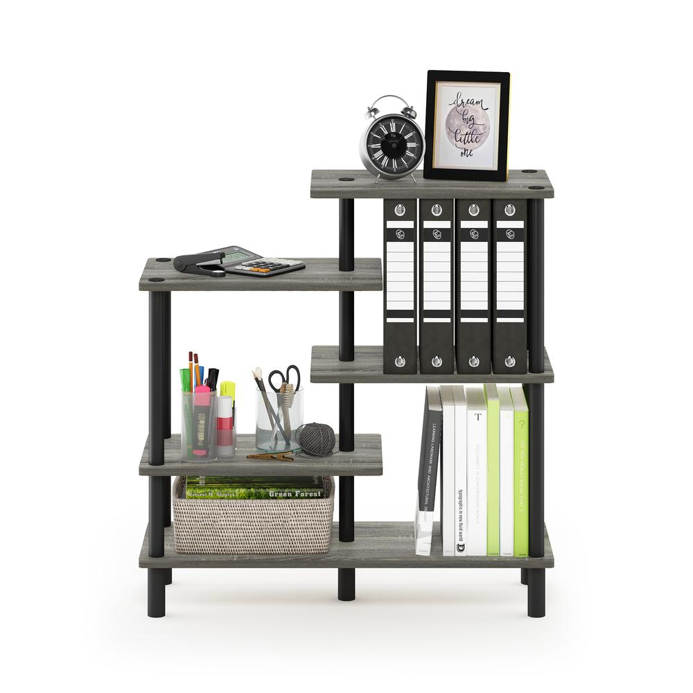 Furinno Turn-N-Tube 5-Tier Accent Display Rack, French Oak Grey/Black. Picture 5