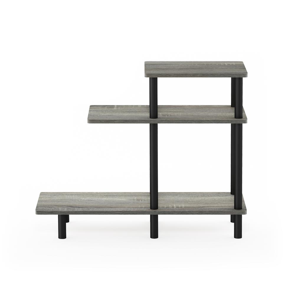 Furinno Turn-N-Tube 3-Tier Sofa Side Table, French Oak Grey/Black. Picture 3