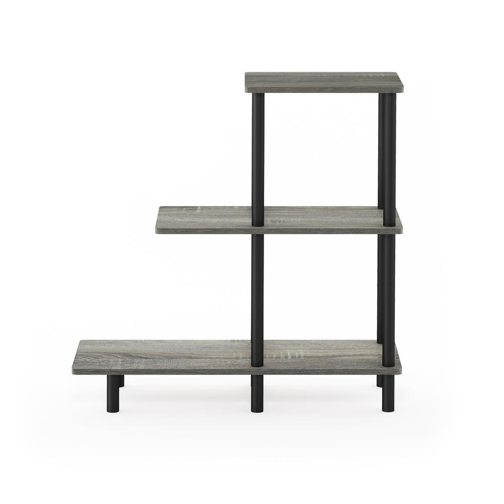 Furinno Turn-N-Tube 3-Tier Sofa Side Table Tall, French Oak Grey/Black. Picture 3