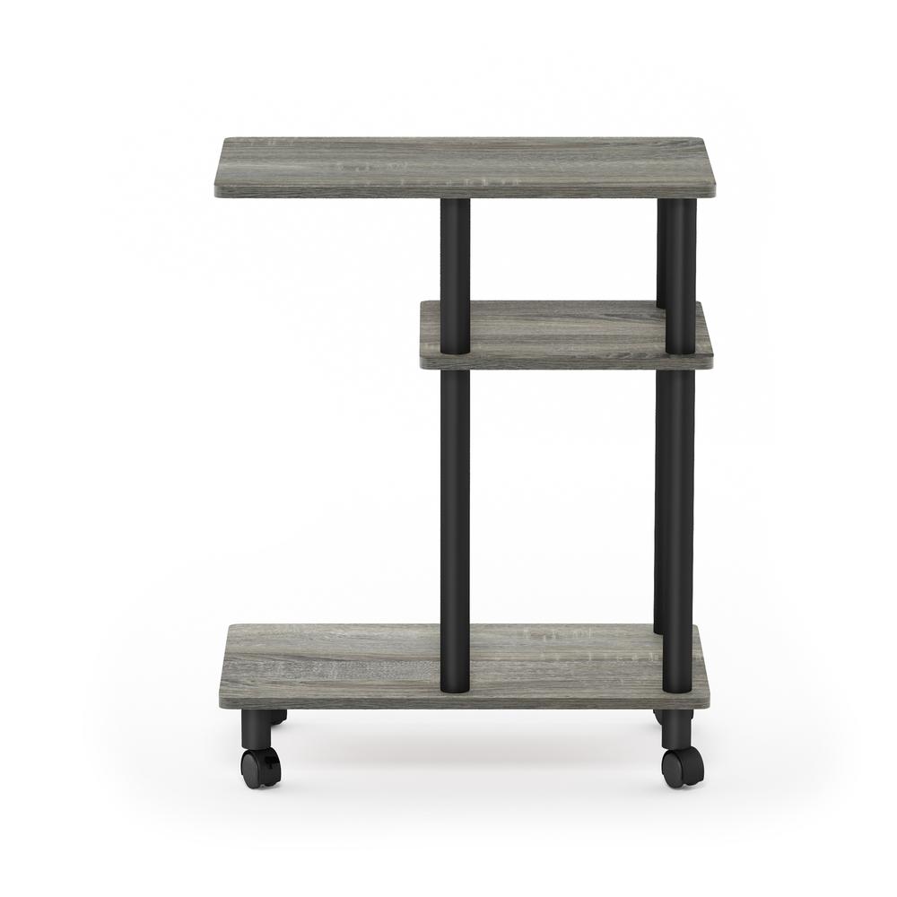 Furinno Turn-N-Tube U Shape Sofa Side Table with Casters, French Oak Grey/Black. Picture 3