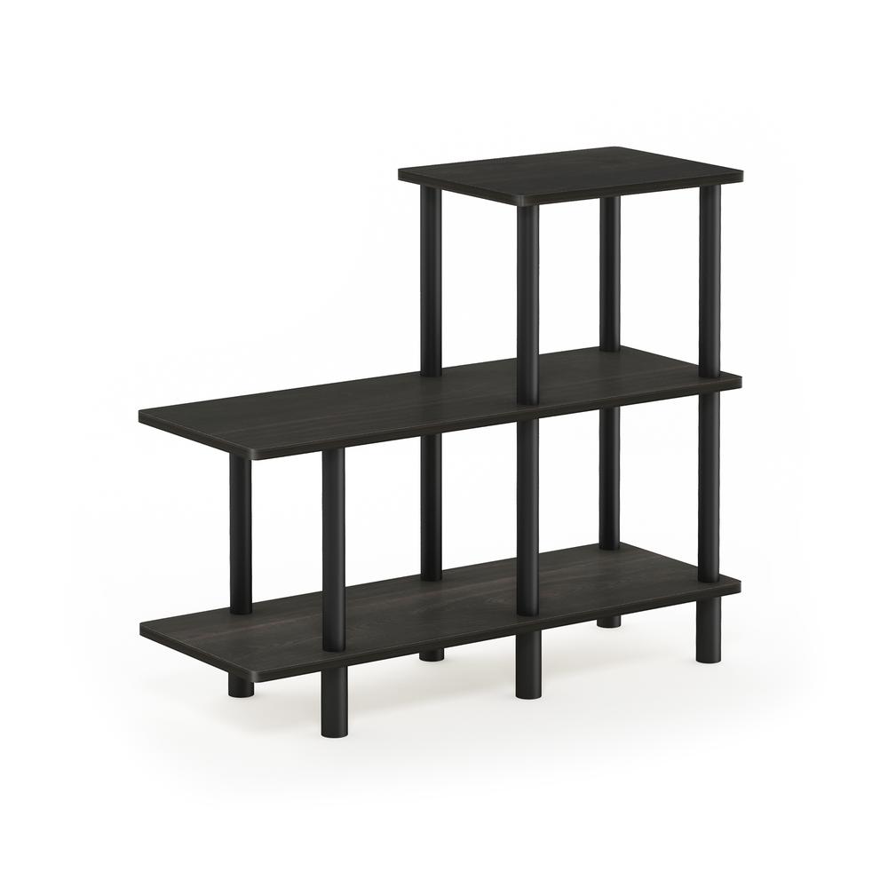 Furinno Turn-N-Tube 3-Tier Cube Ladder Shelf, Espresso/Black. Picture 1