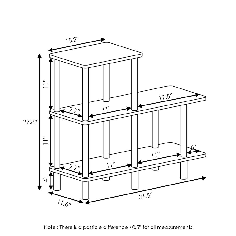 Furinno Turn-N-Tube 3-Tier Cube Ladder Shelf, French Oak Grey/Black. Picture 2