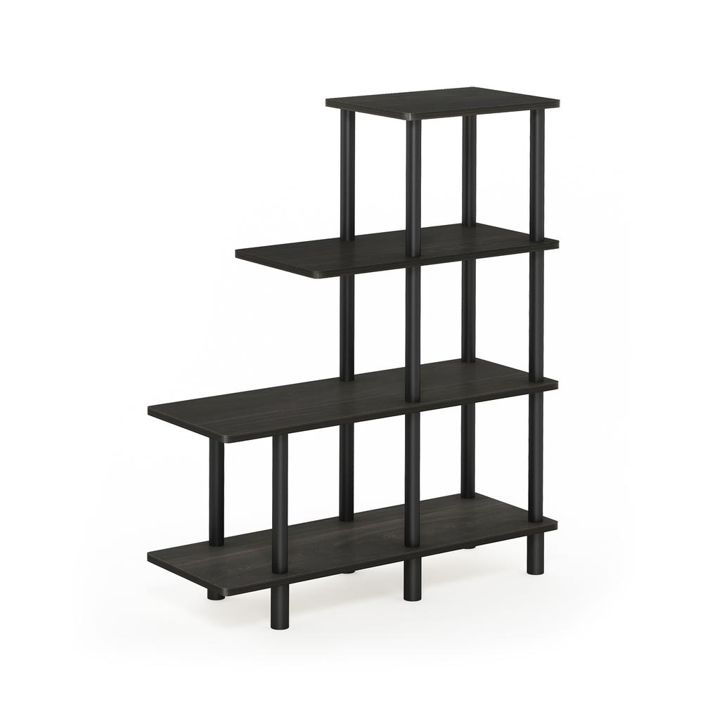 Furinno Turn-N-Tube 4-Tier Cube Ladder Shelf, Espresso/Black. Picture 1