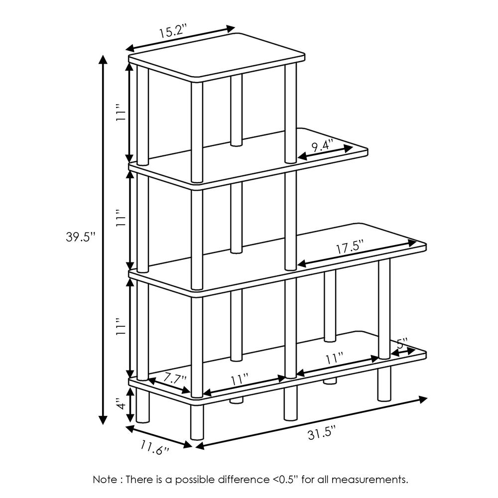 Furinno Turn-N-Tube 4-Tier Cube Ladder Shelf, Espresso/Black. Picture 2