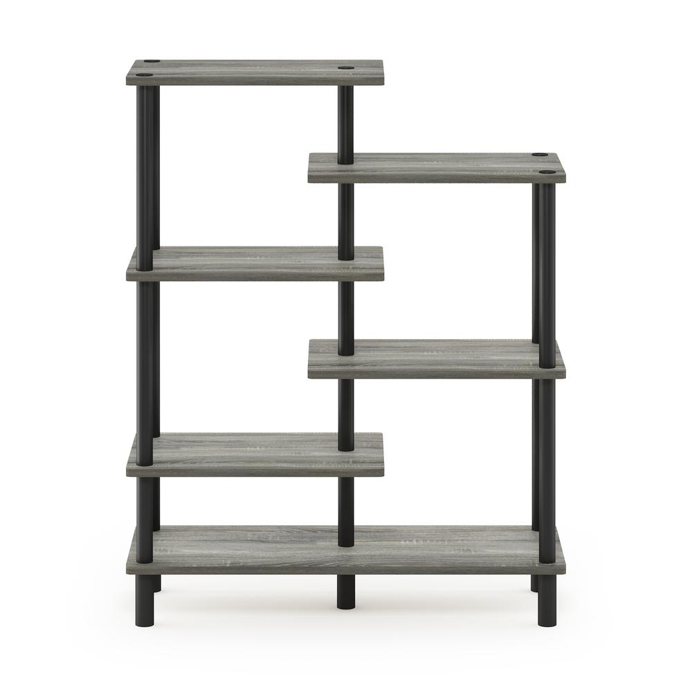 Furinno Turn-N-Tube 6-Tier Accent Display Rack, French Oak Grey/Black. Picture 3