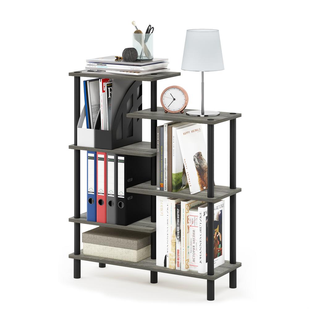 Furinno Turn-N-Tube 6-Tier Accent Display Rack, French Oak Grey/Black. Picture 4