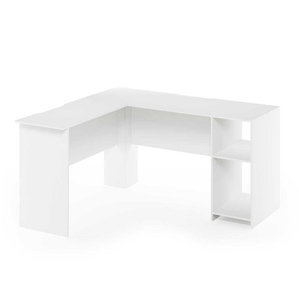 Furinno Indo L-Shaped Desk with Bookshelves, White. The main picture.