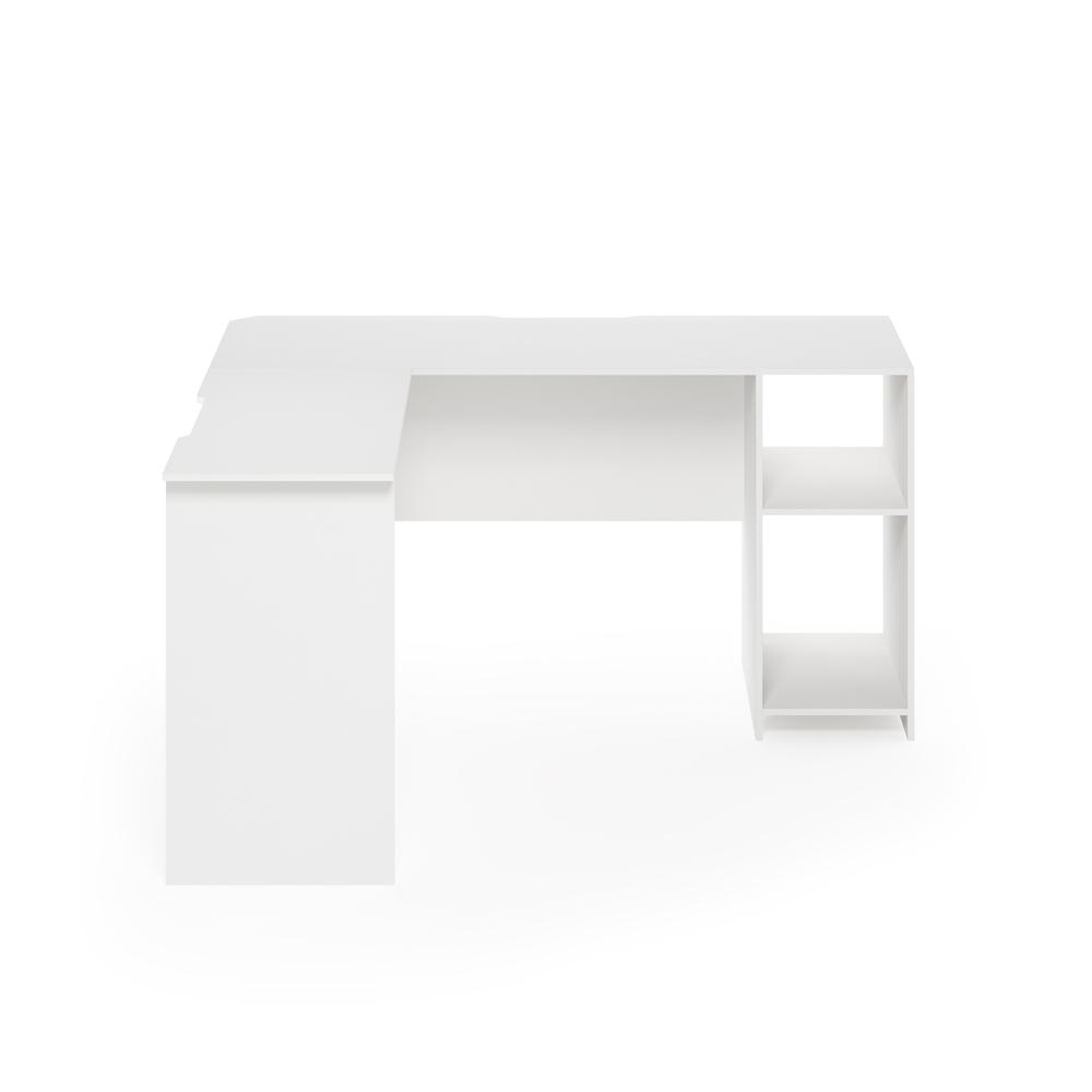 Furinno Indo L-Shaped Desk with Bookshelves, White. Picture 3
