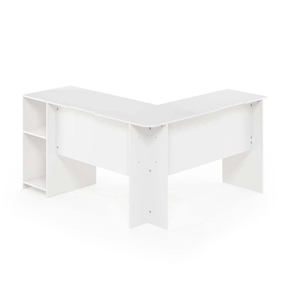 Furinno Indo L-Shaped Desk with Bookshelves, White. Picture 4