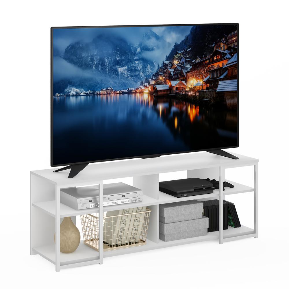 Furinno Camnus Modern Living TV Stand for TVs up to 65 Inch, Solid White/White. Picture 4