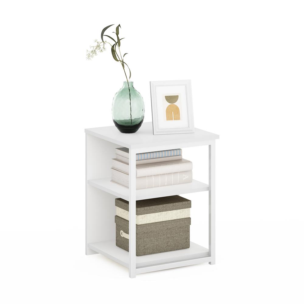 Furinno Camnus Modern Living End Table, Solid White/White. Picture 4