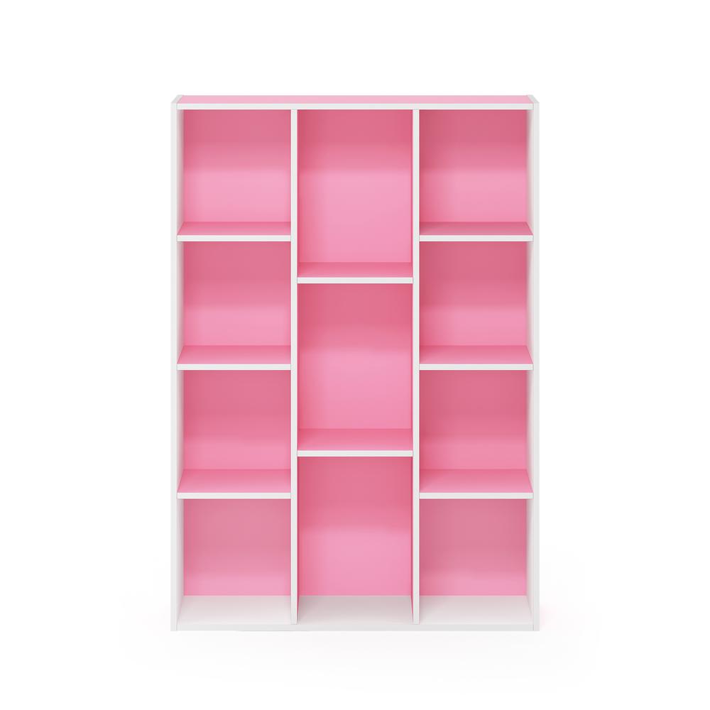 Furinno 11-Cube Reversible Open Shelf Bookcase, White/Pink. Picture 3