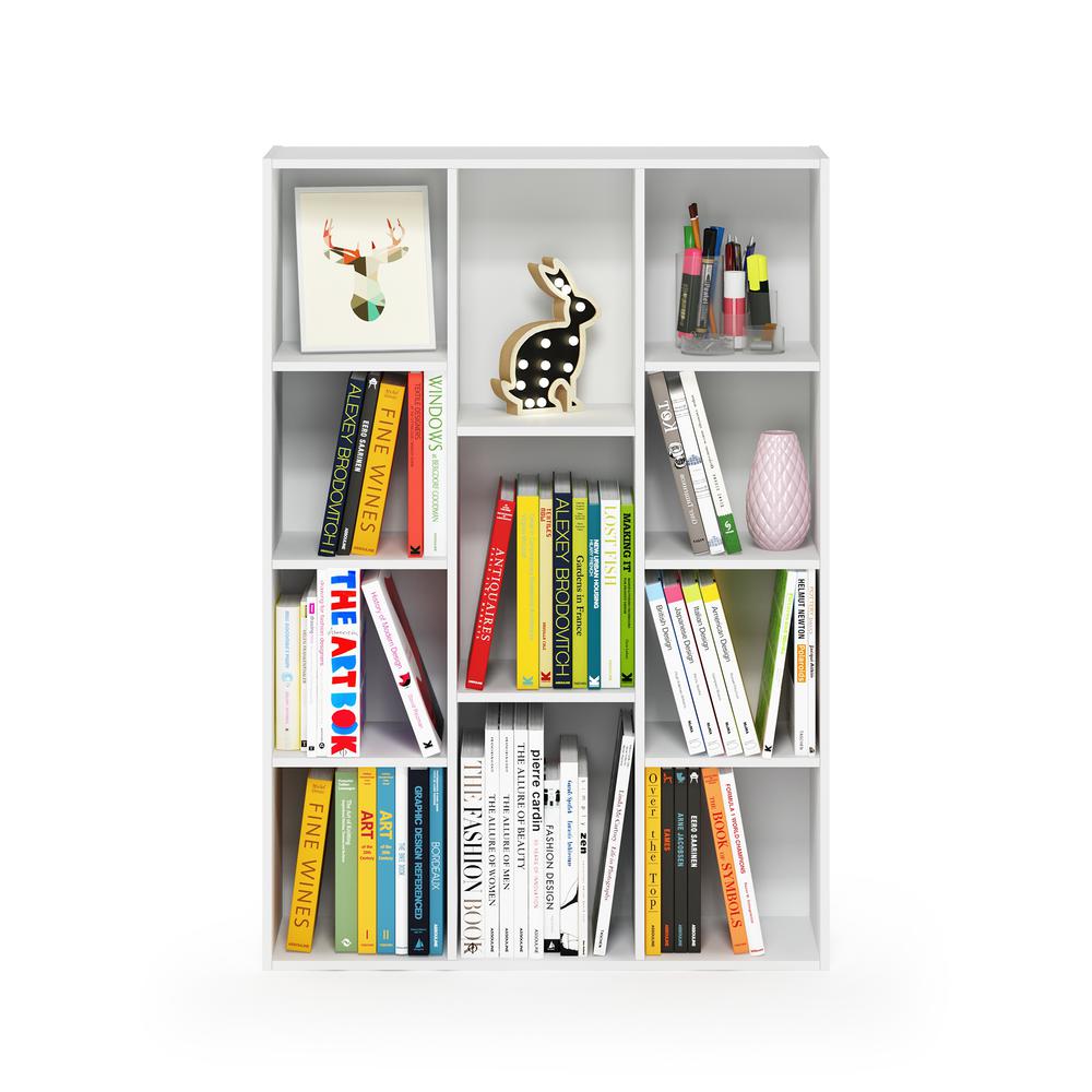 Furinno 11-Cube Reversible Open Shelf Bookcase, White. Picture 4