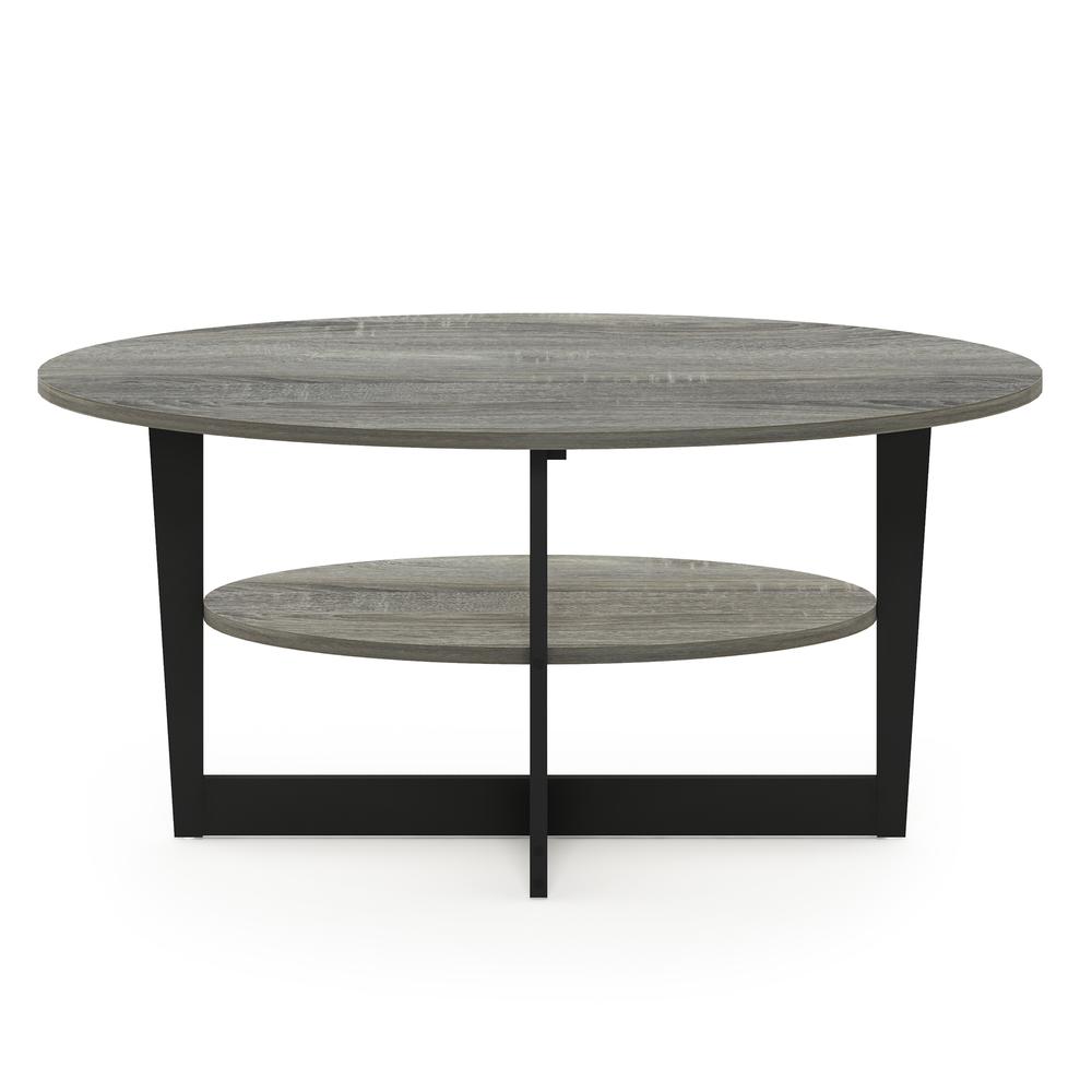 Furinno JAYA Oval Coffee Table, French Oak Grey/Black. Picture 3