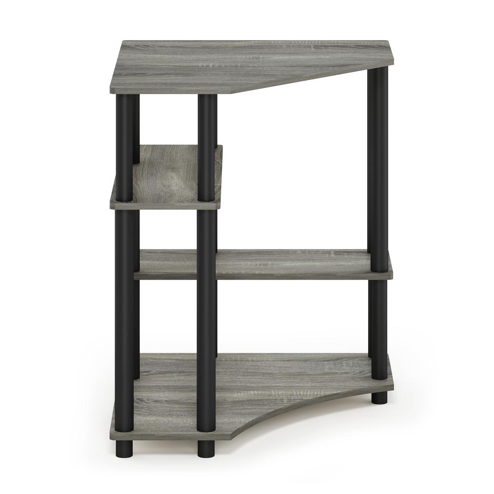 Furinno Turn-N-Tube Space Saving Corner Desk with Shelves, French Oak Grey/Black. Picture 3