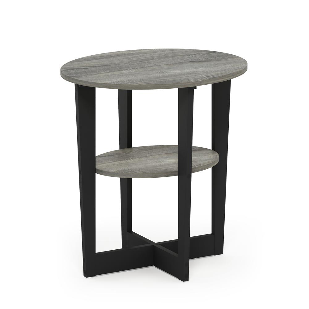 Furinno JAYA Oval End Table, French Oak Grey/Black. Picture 1