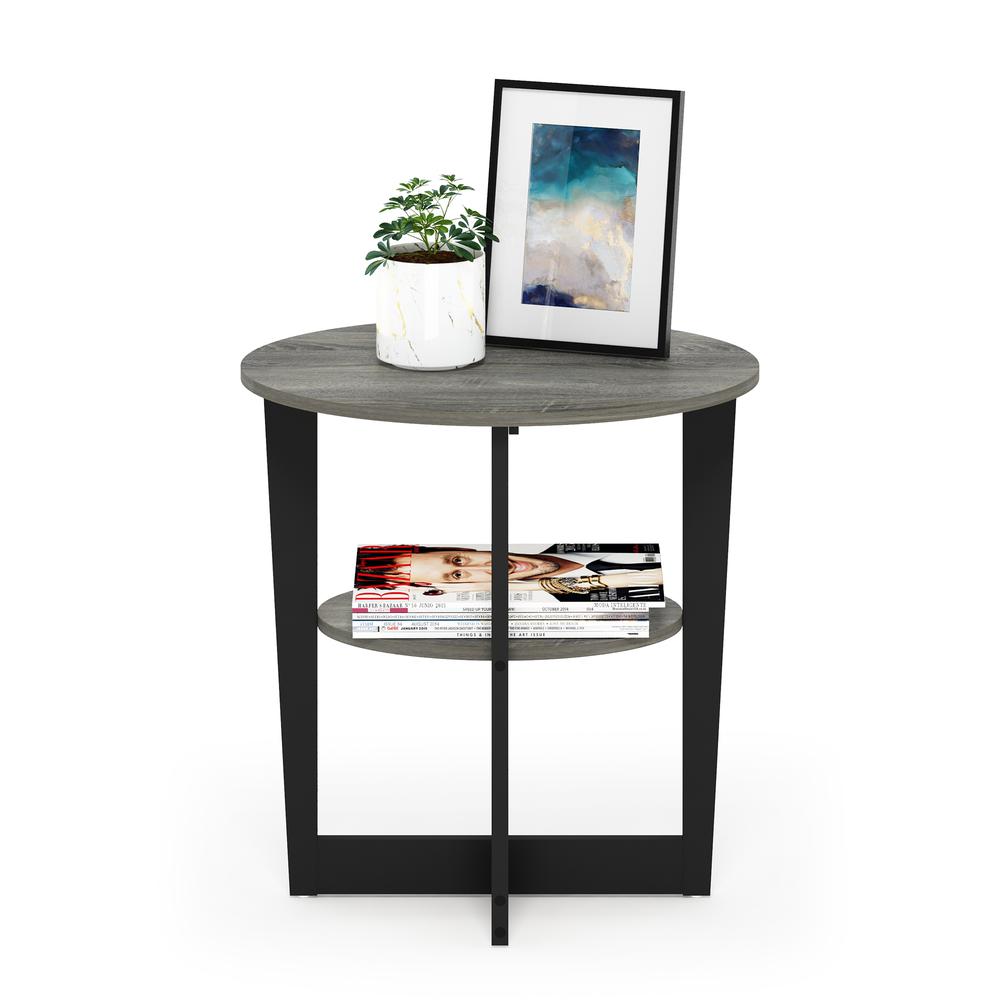 Furinno JAYA Oval End Table, French Oak Grey/Black. Picture 4