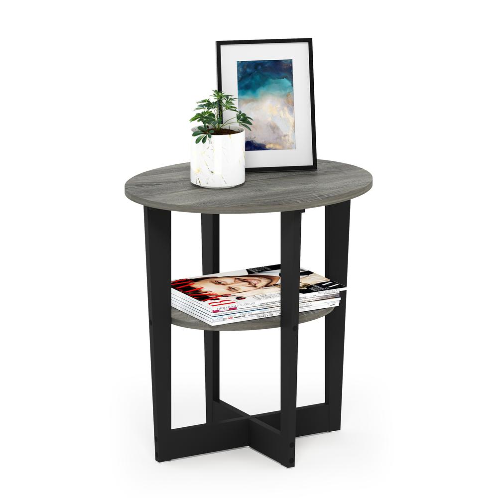 Furinno JAYA Oval End Table, French Oak Grey/Black. Picture 5