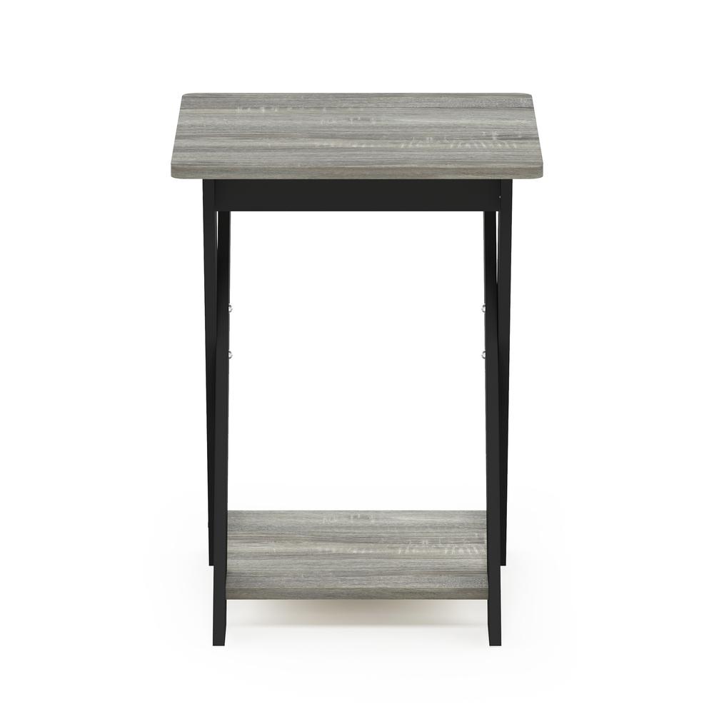 Furinno Modern Simplistic Criss-Crossed End Table, French Oak Grey/Black. Picture 3