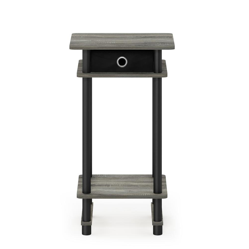 Furinno 17017 Turn-N-Tube Tall End Table with Bin, French Oak Grey/Black/Black. Picture 3